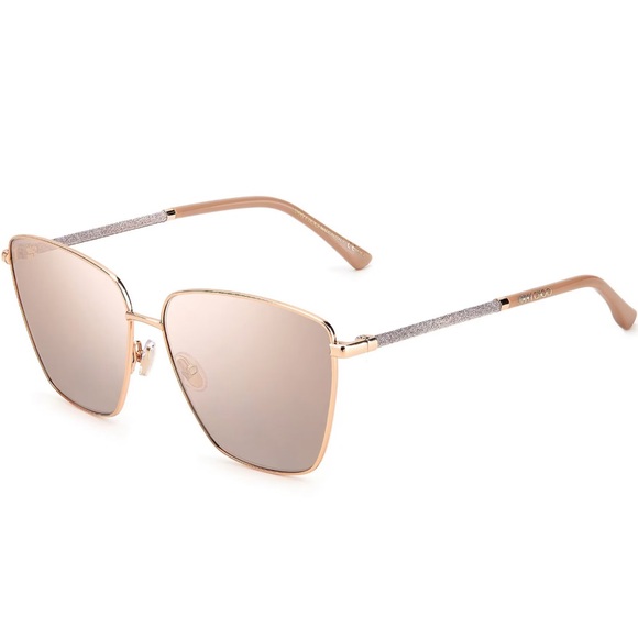 Jimmy Choo | LAVI 60mm Sunglasses in Gold Havana w/ Brown Gradient & Flash Lense - Picture 2 of 12